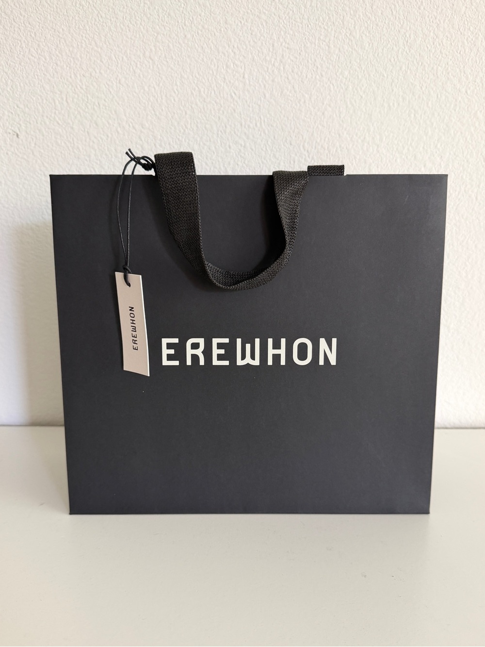 Erewhon Luxury Shopping Gift Bag Black Paper Bag w/ Tag 11” x 9.5”